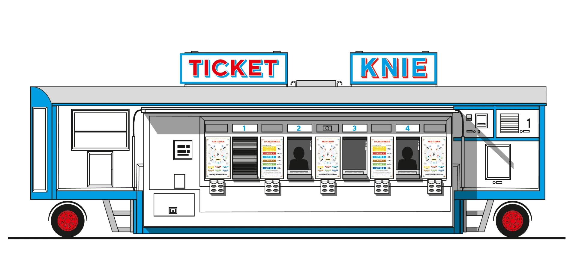 Technische Zeichnung des Ticketwagens