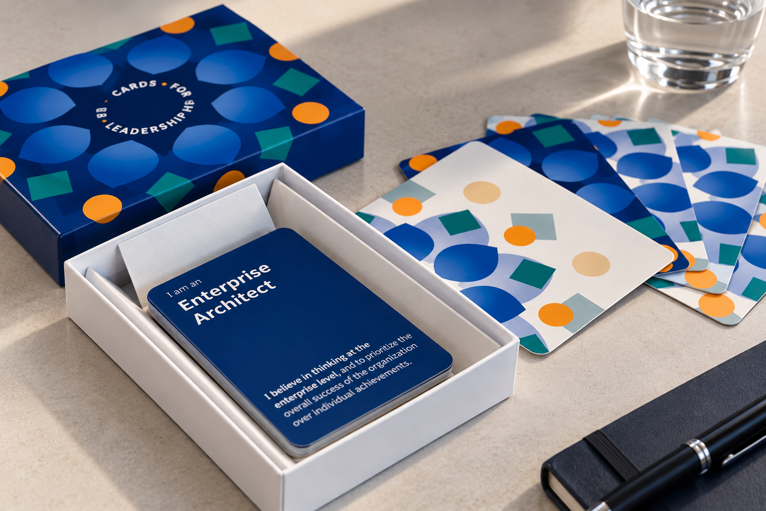 Cards for Leadership – geöffnete Box mit Enterprise-Architect-Karte