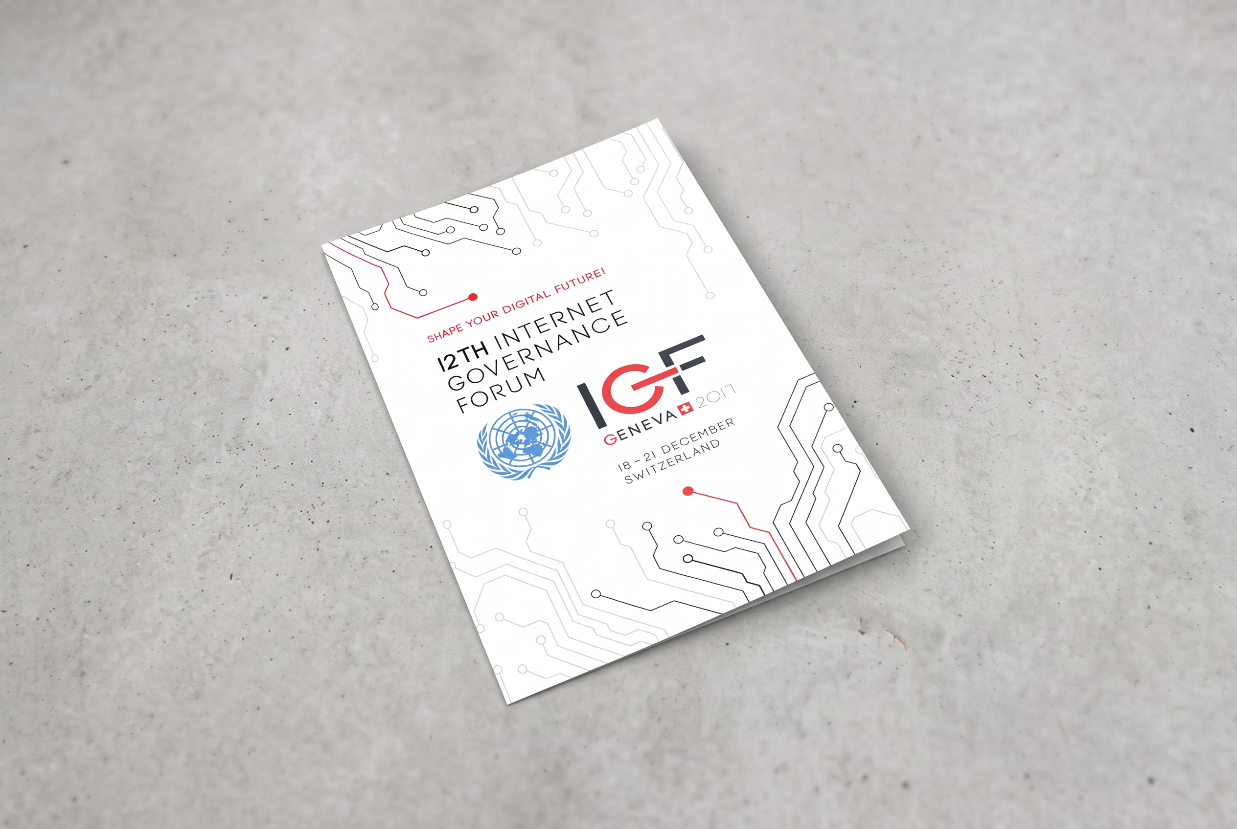 Plakat des Internet Governance Forum Genf 2017 auf Beton